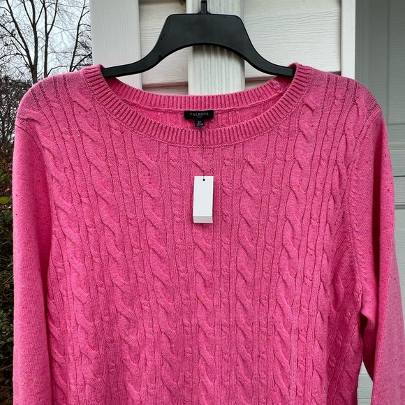 NWT Talbots Pretty Pink Pastel Colored Flecks Cabled Sweater - Picture 2 of 7